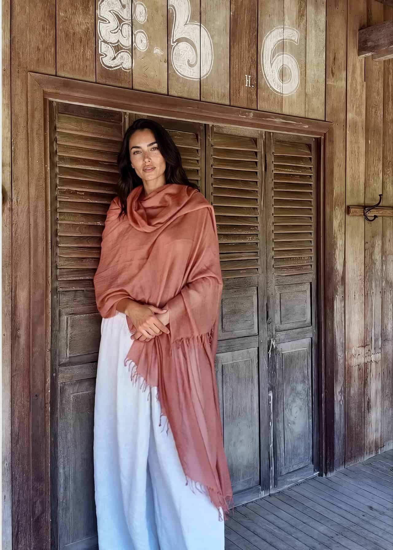 Burnt Sienna Cashmere Wrap | 100% Handwoven Luxury Shawl