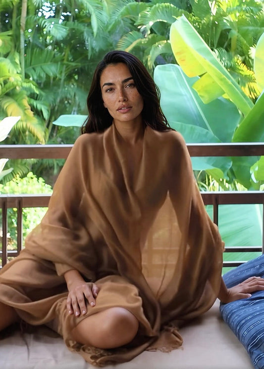 Burnt Bronze Cashmere Wrap – Handloom Himalayan Luxury Scarf