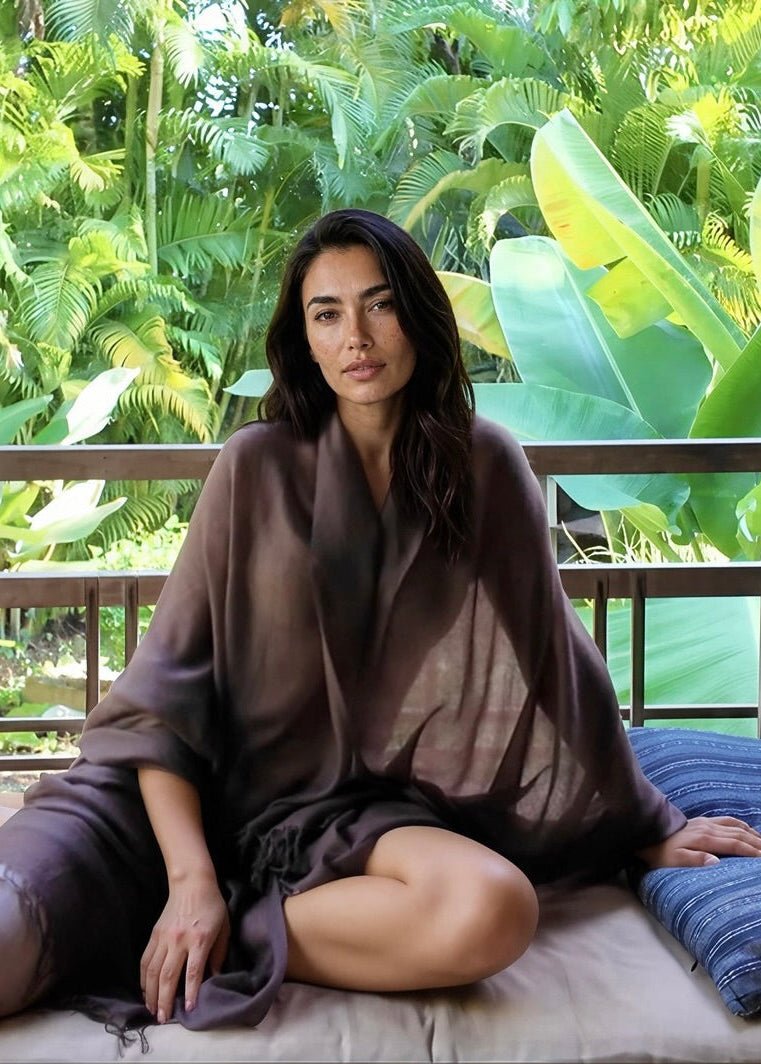 Earth Brown Handwoven Cashmere Wrap
