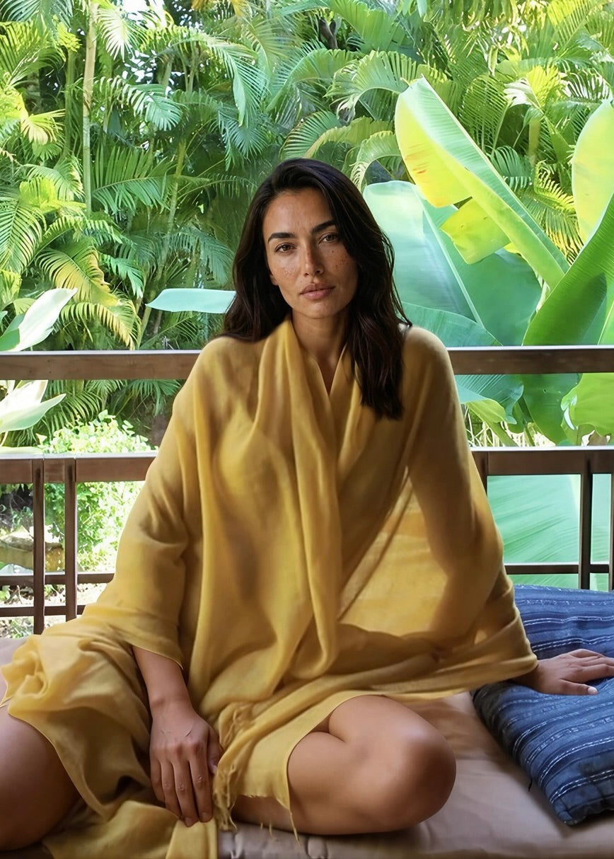 Saffron Cashmere Wrap – Handloom Himalayan Luxury Scarf