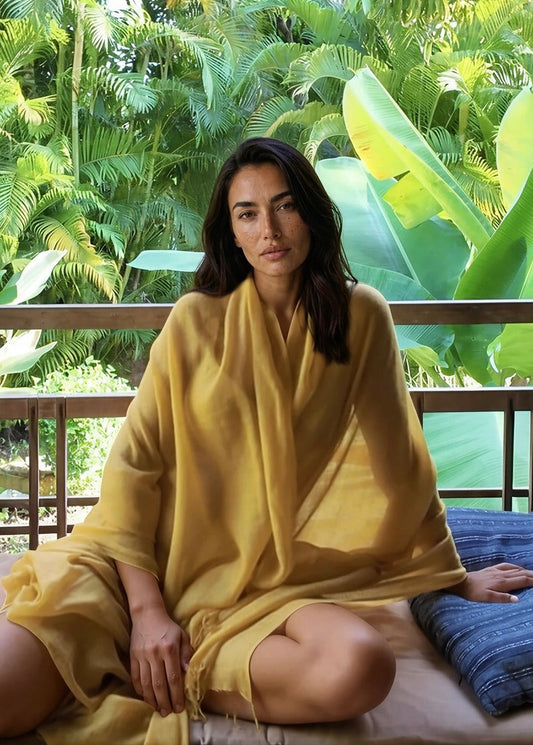 Saffron Cashmere Wrap – Handloom Himalayan Luxury Scarf