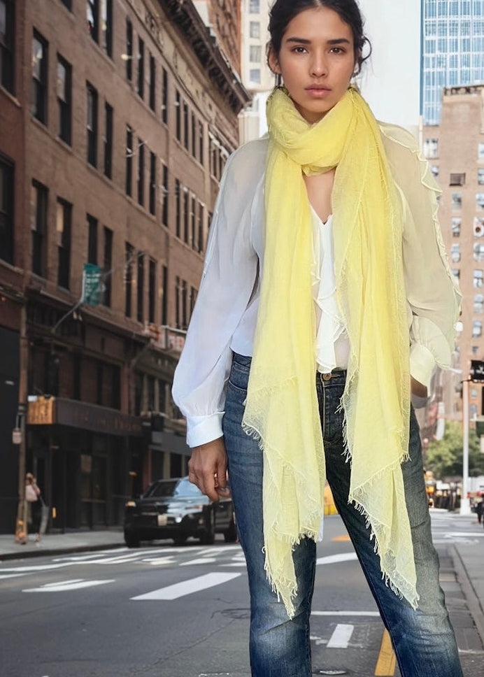 Premium Marigold Mist Cashmere Wrap - Luxury Lightweight Designer Shawl