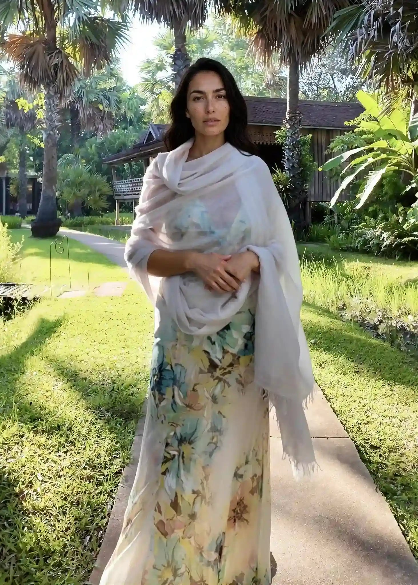 Lavender Grey Cashmere Wrap – Handwoven Himalayan Luxury Shawl