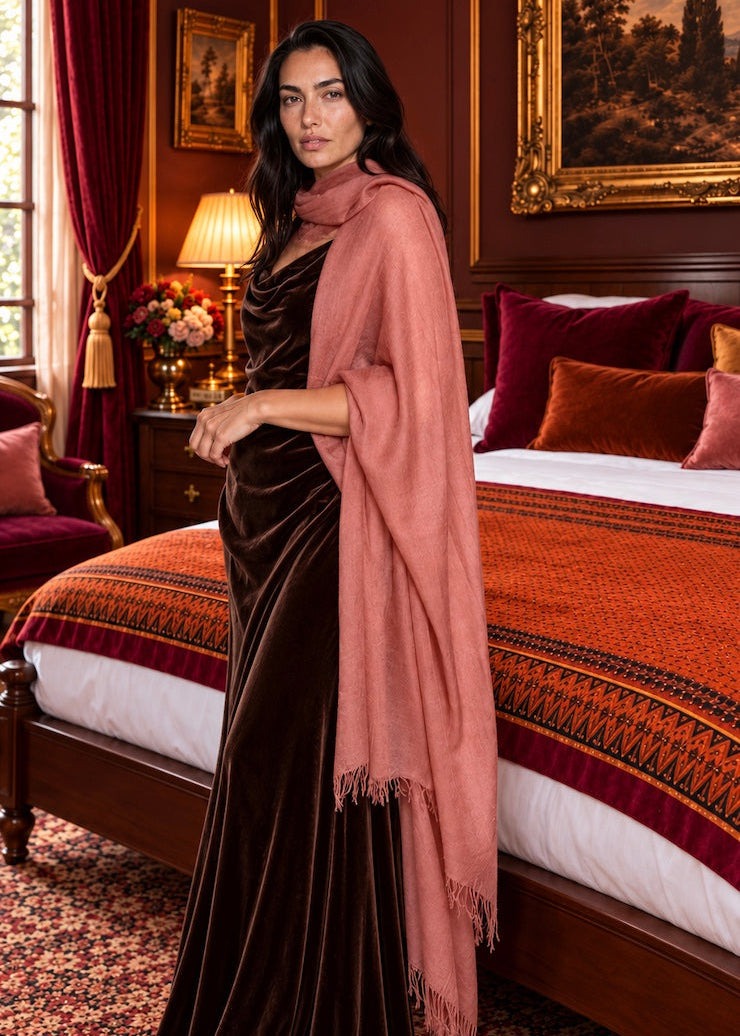 Burnt Sienna Cashmere Wrap | 100% Handwoven Luxury Shawl