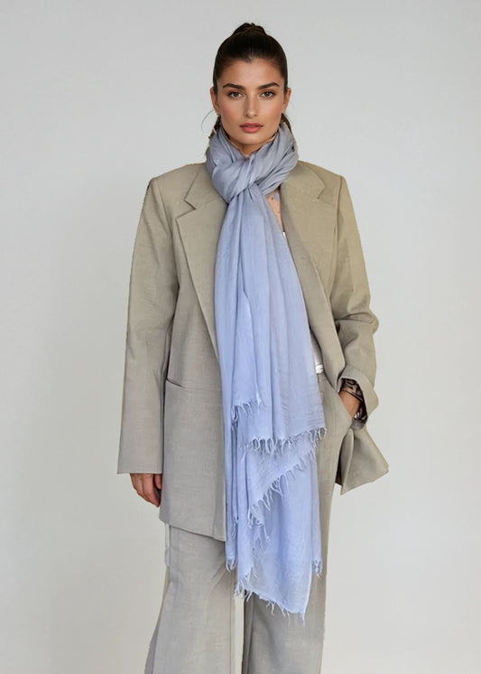 Premium Faded Denim Cashmere Wrap - Handwoven Himalayan Luxury Scarf