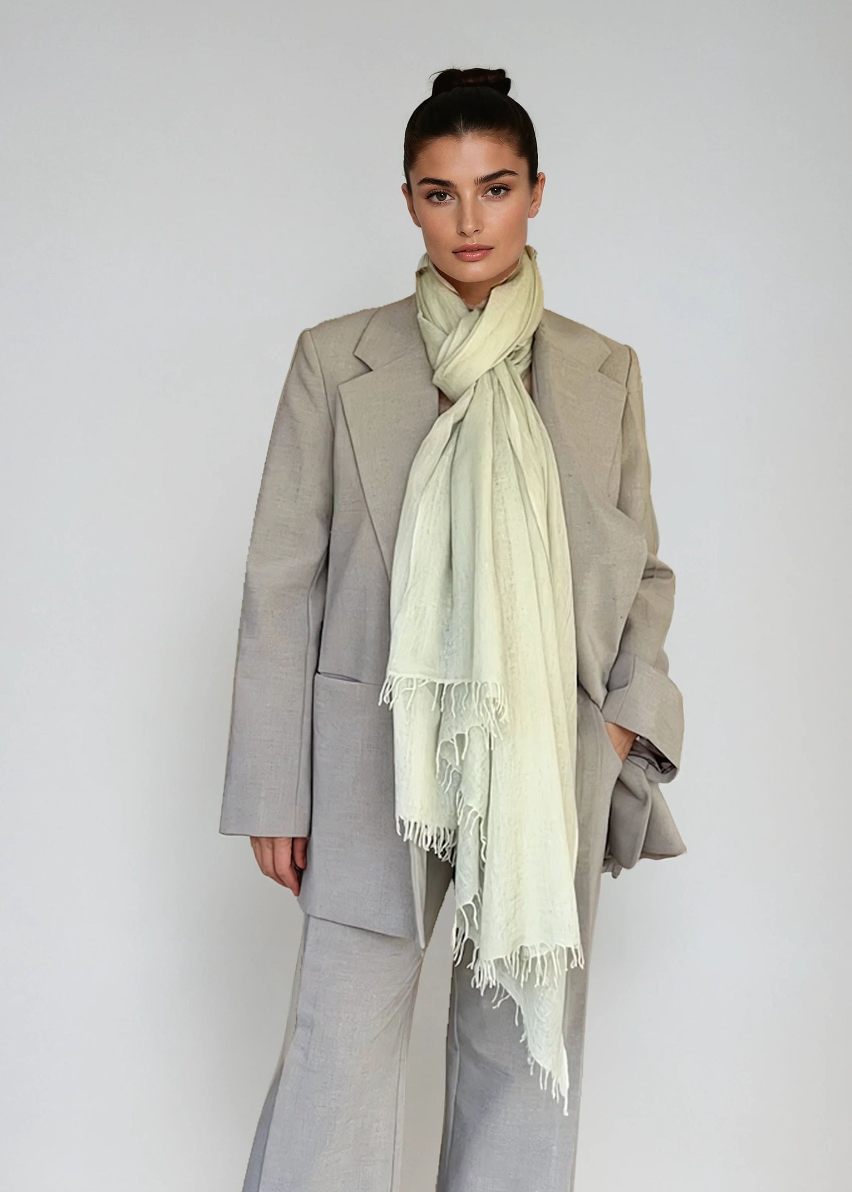 WICKEL AUS REINEM KASCHMIR, CELADON