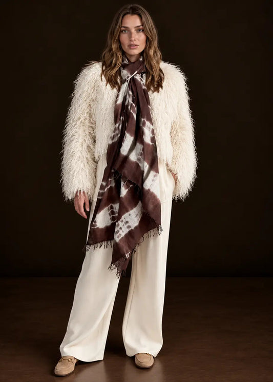 Hand Woven Cashmere Wrap - Earth Brown Forest Green | Cashmere Luxe