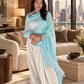 Premium Opal Blue Cashmere Wrap - Handwoven Himalayan Luxury Scarf