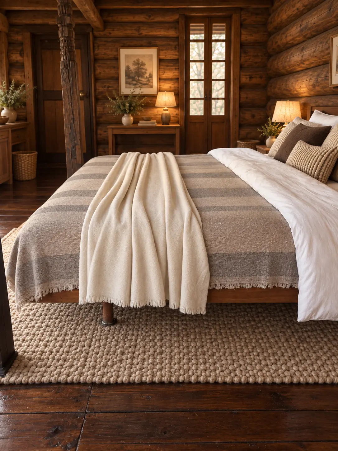 Cream Cashmere Bed Throw