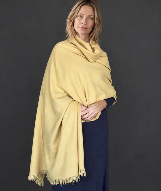 Heavyweight Plant-Dyed Cashmere Wrap | Mustard