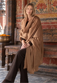 Handwoven Cashmere & Wool Travel Wrap — Camel