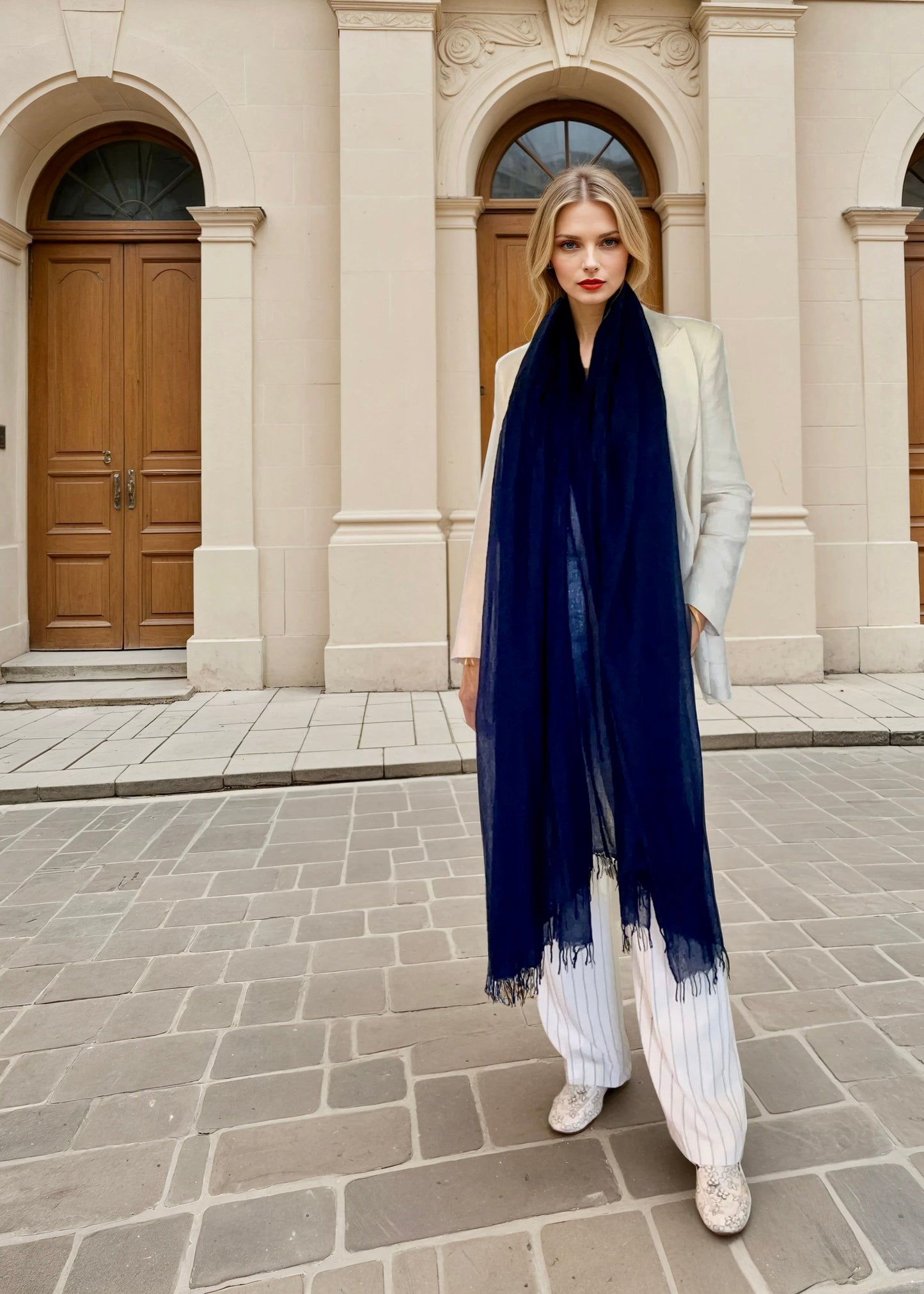 PURE CASHMERE NAVY WRAP