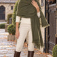 Olive Green Handwoven Pure Cashmere Wrap Heavy Weight