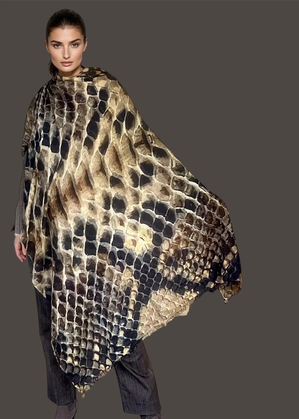 Premium Snake Print Travel Wrap - Designer Animal Print Luxury Cashmere
