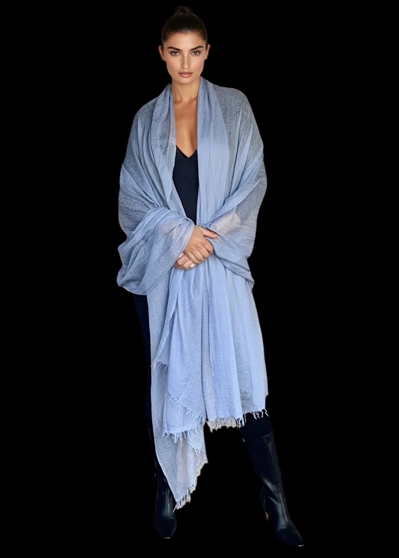 HÜLLE AUS VERFASSENEM DENIM AUS REINEM KASCHMIR