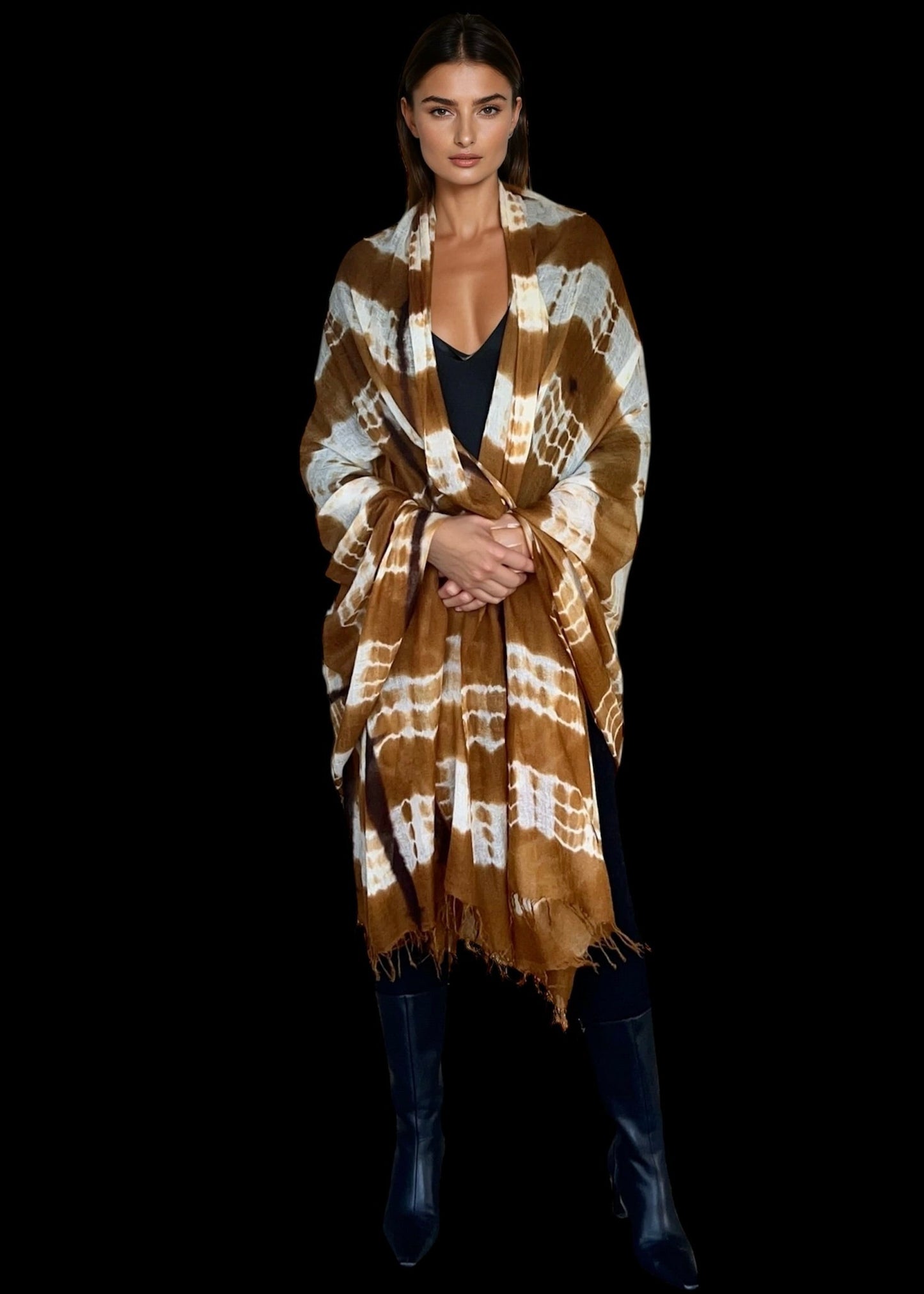 Premium Bronze Brown Handwoven Cashmere Wrap - Limited Edition Luxury