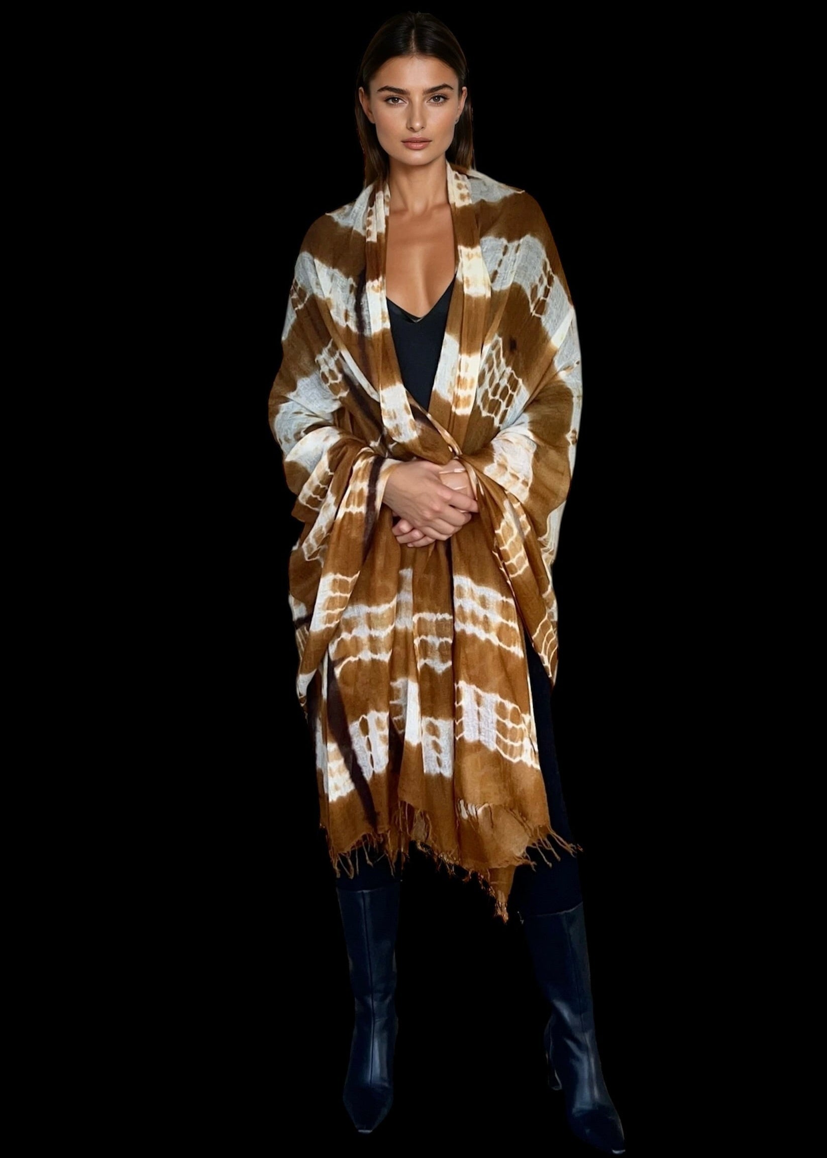 Premium Bronze Brown Handwoven Cashmere Wrap - Limited Edition Luxury