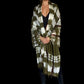 Forest Green, Brown & White Cashmere Wrap | Hand-loomed Luxury Scarf | Limited Edition