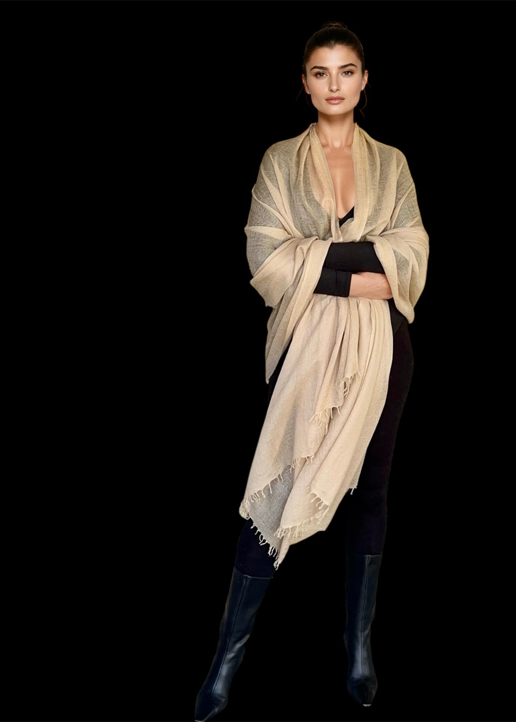 Premium Natural Cashmere Wrap - Handwoven Himalayan Luxury Scarf