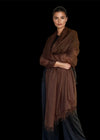 Premium Earth Brown Handloom Cashmere Wrap - Luxury Designer Shawl