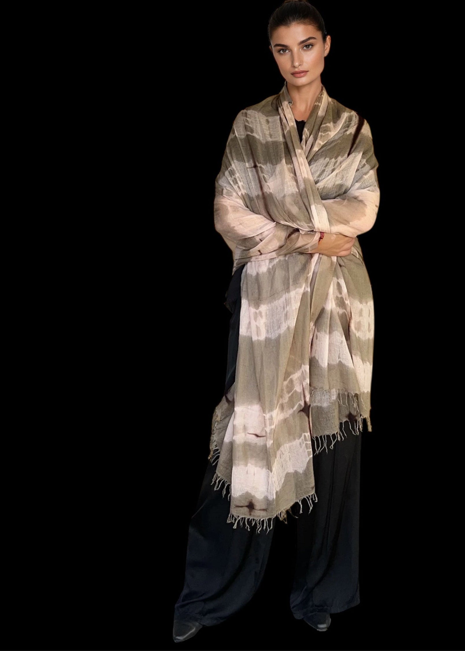 Premium Taupe & Soft Pink Hand-Woven Cashmere Wrap - Limited Edition Luxury