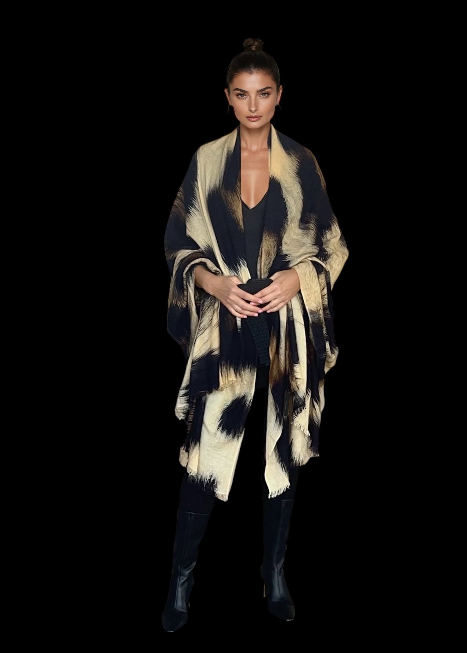 Designer Snow Leopard Cashmere Wrap - Premium Animal Print Luxury Scarf