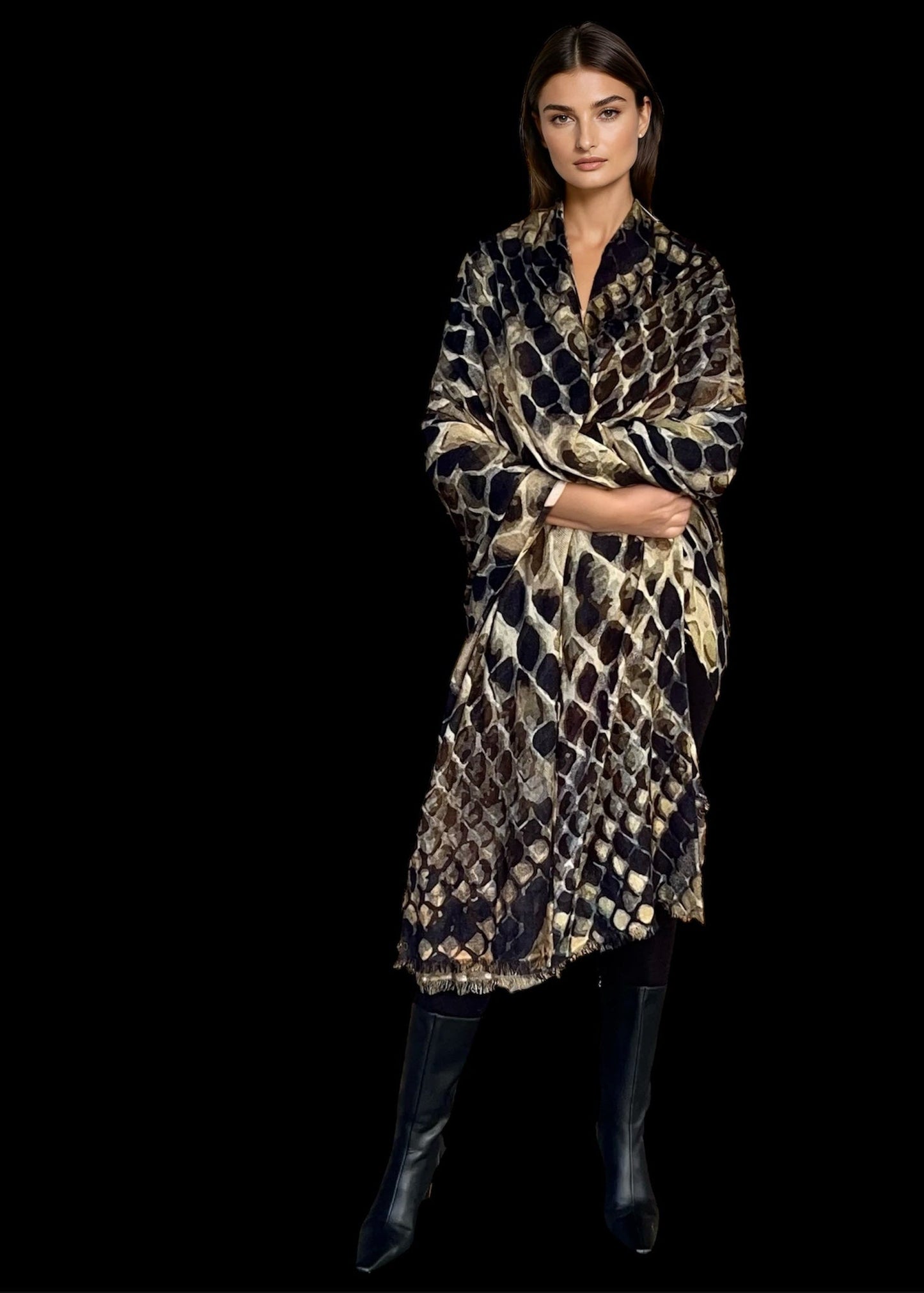 Premium Snake Print Travel Wrap - Designer Animal Print Luxury Cashmere