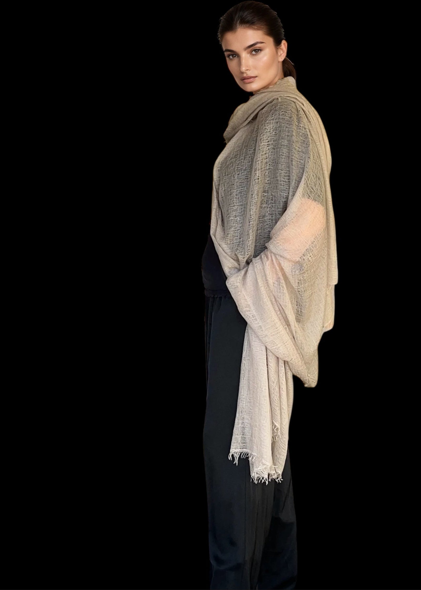 Premium Vanilla Cream Cashmere Wrap - Luxury Lightweight Designer Shawl