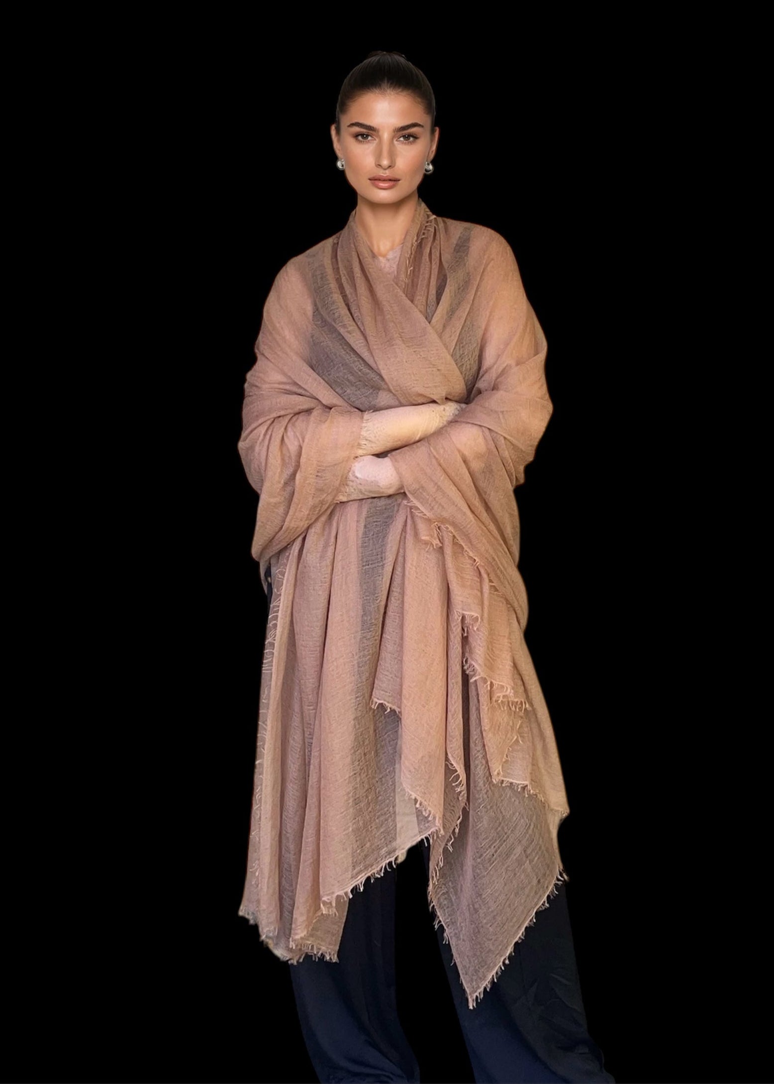 Premium Sunset Bronze Cashmere Wrap - Luxury Lightweight Designer Shawl