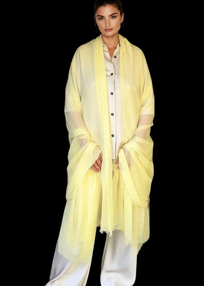 Premium Marigold Mist Cashmere Wrap - Luxury Lightweight Designer Shawl