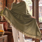 Olive Green Handwoven Pure Cashmere Wrap Heavy Weight