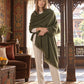 Olive Green Handwoven Pure Cashmere Wrap Heavy Weight