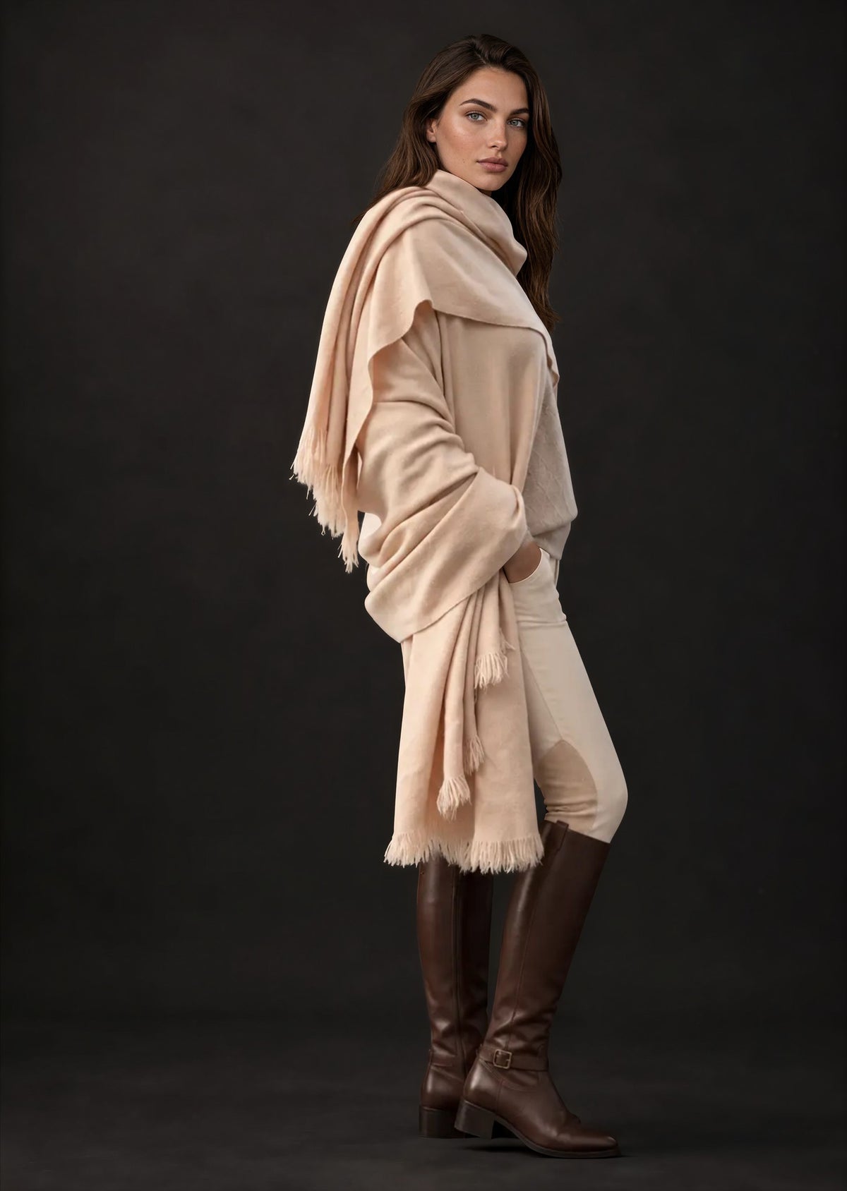 Heavyweight Plant-Dyed Cashmere Wrap - Natural