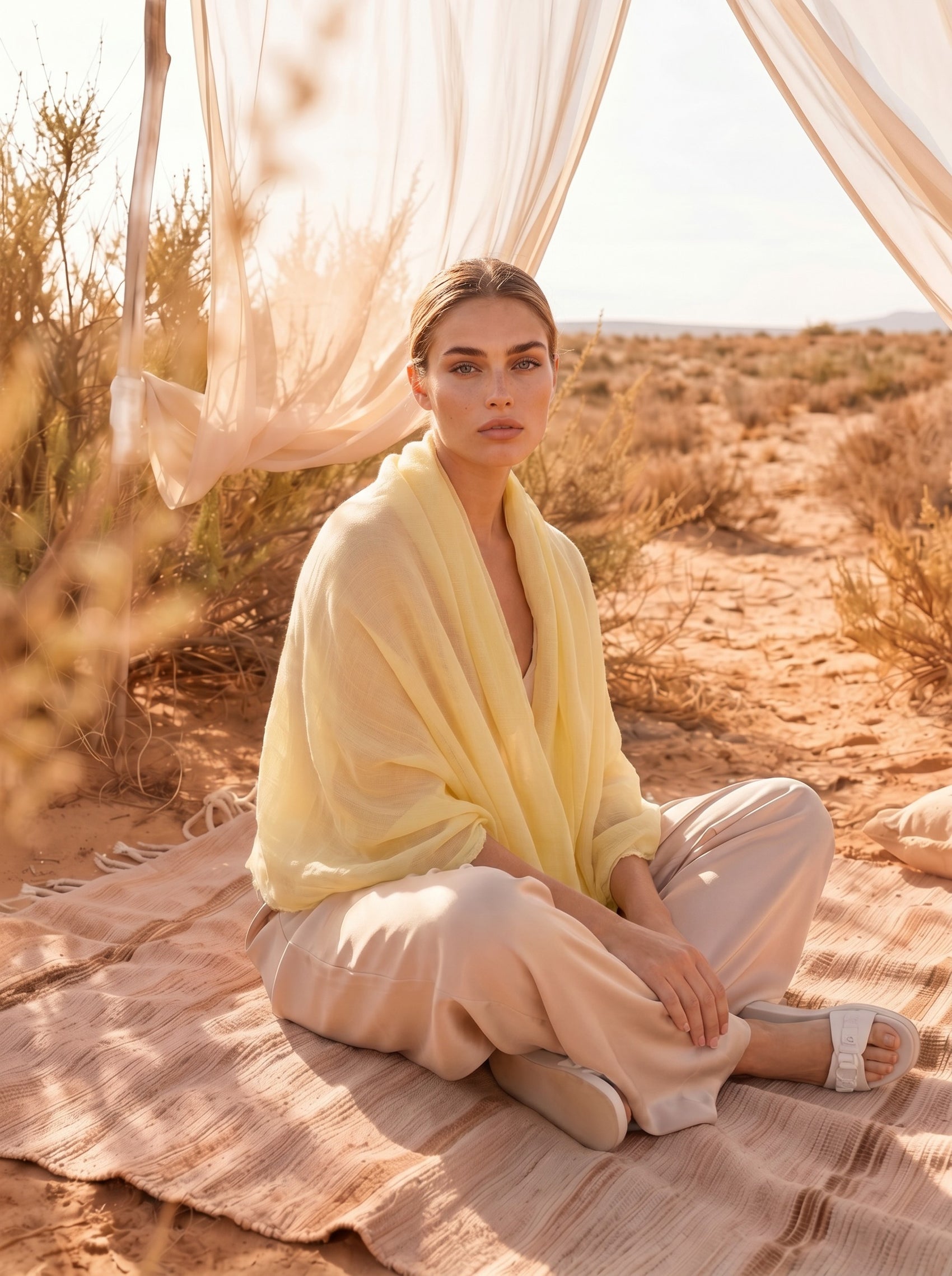 Premium Marigold Mist Cashmere Wrap - Luxury Lightweight Designer Shawl