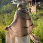 Premium Taupe & Soft Pink Hand-Woven Cashmere Wrap - Limited Edition Luxury