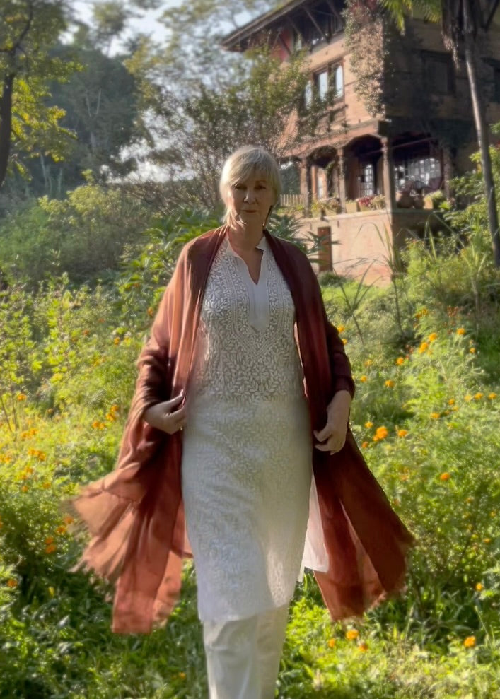 Premium Earth Brown Handloom Cashmere Wrap - Luxury Designer Shawl