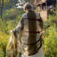 Forest Green, Brown & White Cashmere Wrap | Hand-loomed Luxury Scarf | Limited Edition
