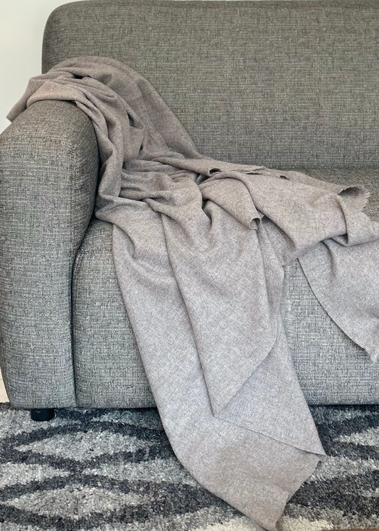 School Grey Cashmere Bed Throw / Blanket