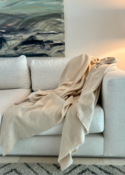 Cream Cashmere Bed Throw