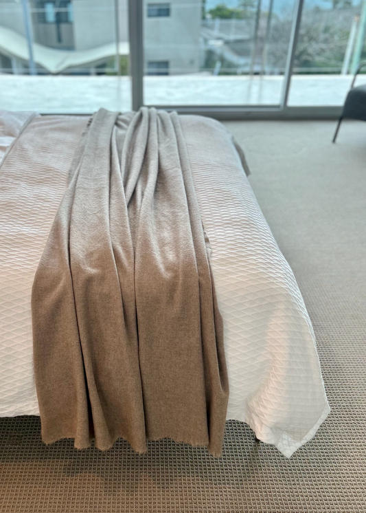 Natural Tan — Cashmere Bed Throw / Blanket