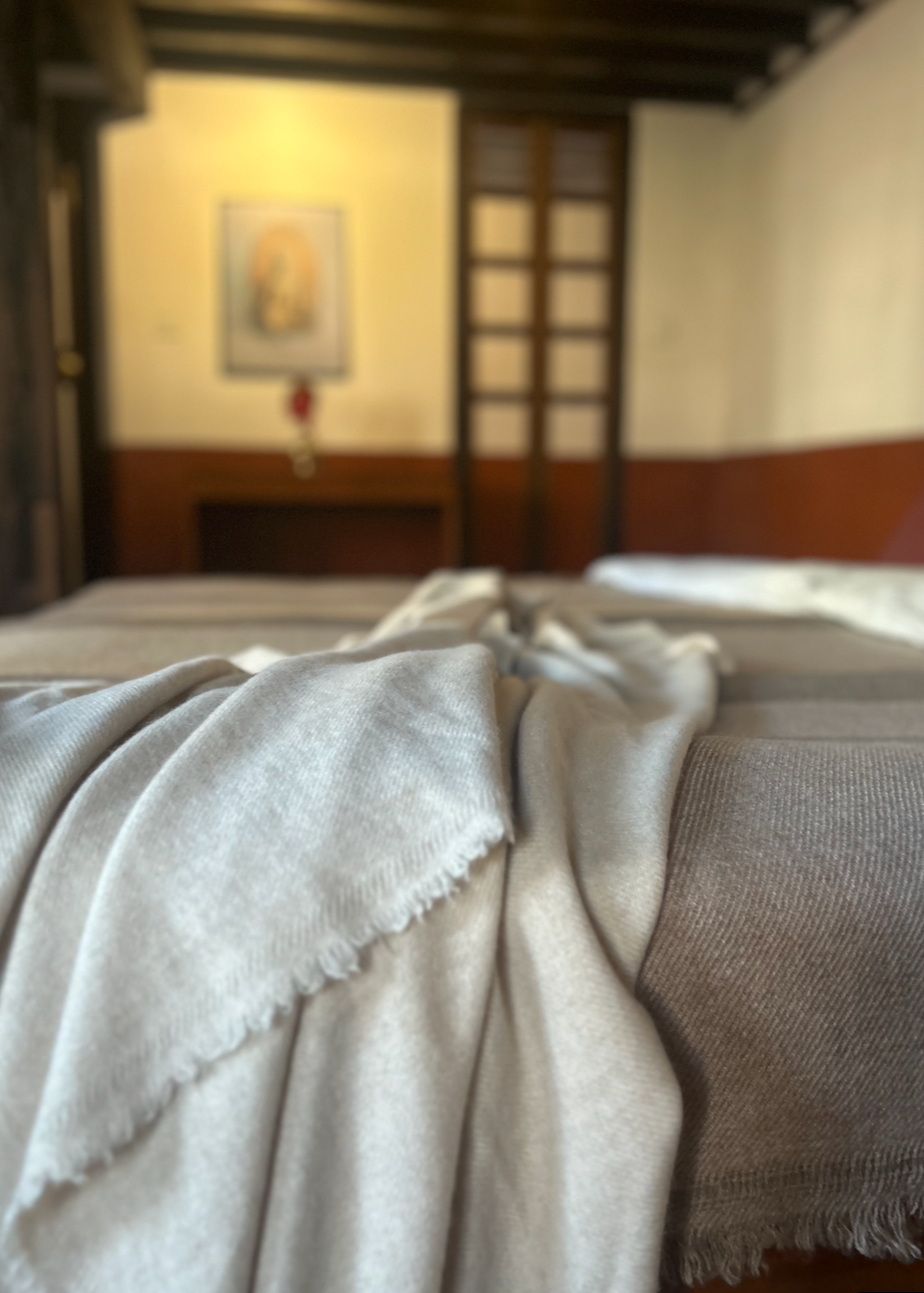 Cream Cashmere Bed Throw