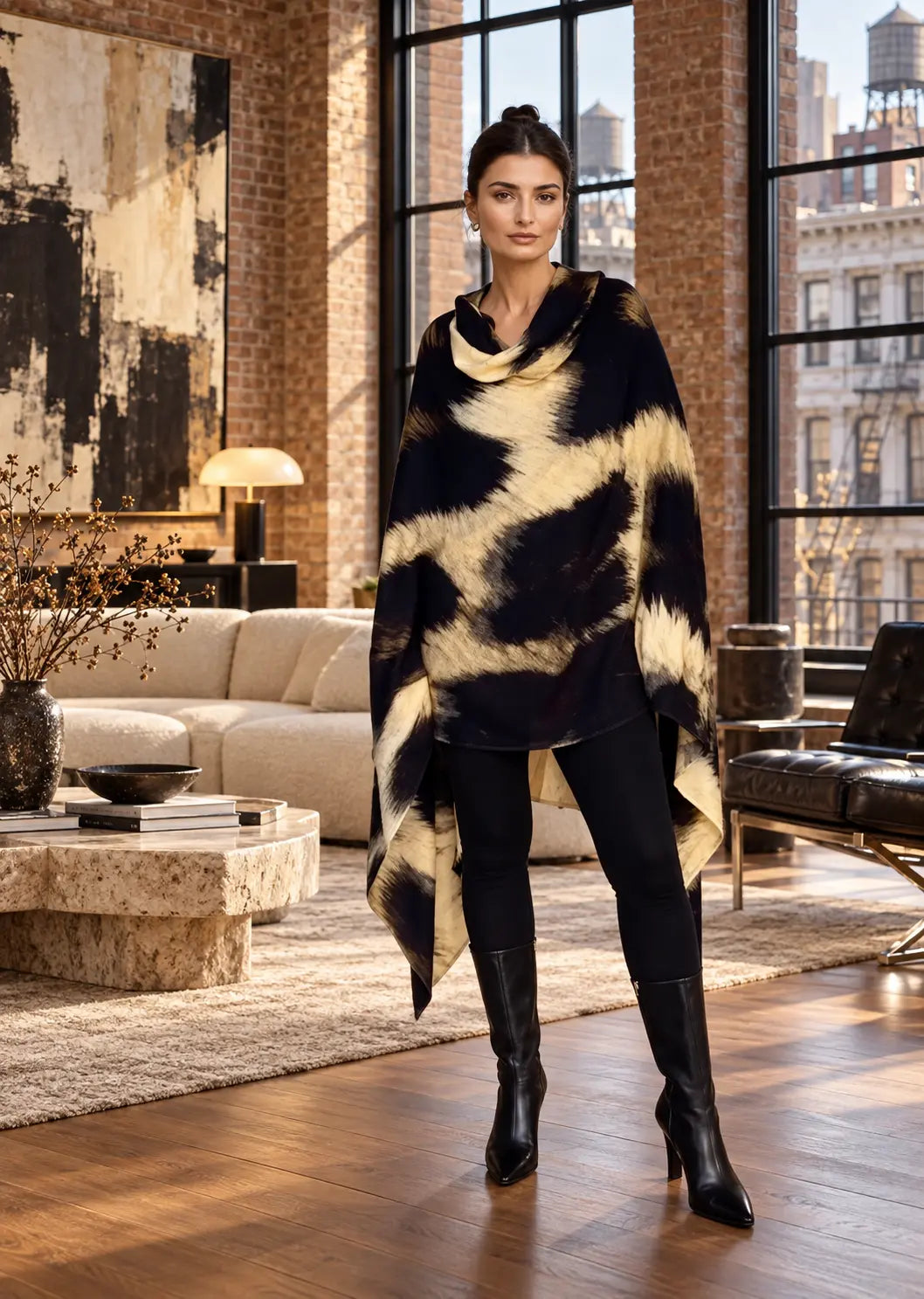 Designer Snow Leopard Cashmere Wrap - Premium Animal Print Luxury Scarf