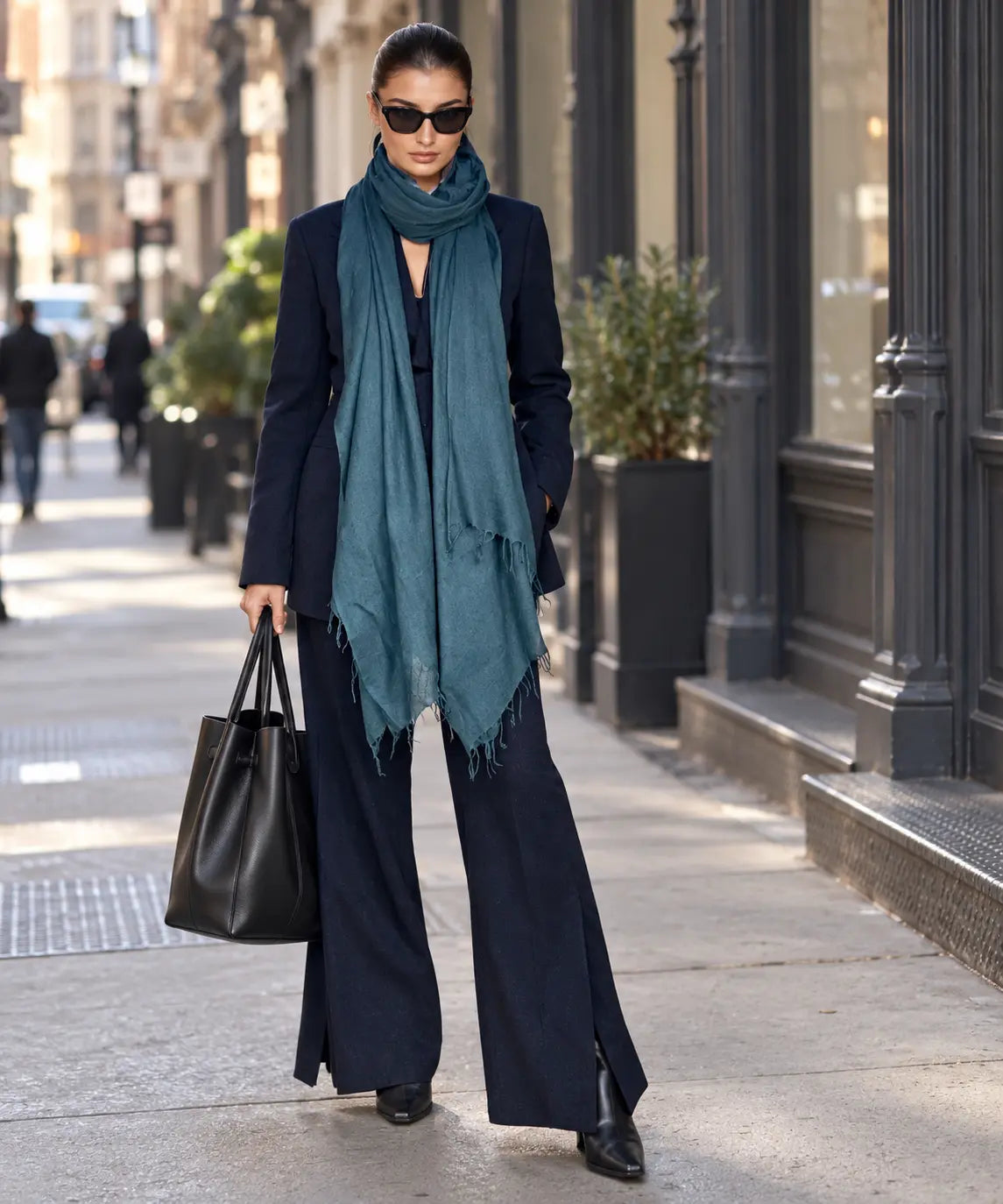 Petrol Teal Cashmere Wrap – Handloom Himalayan Luxury Scarf
