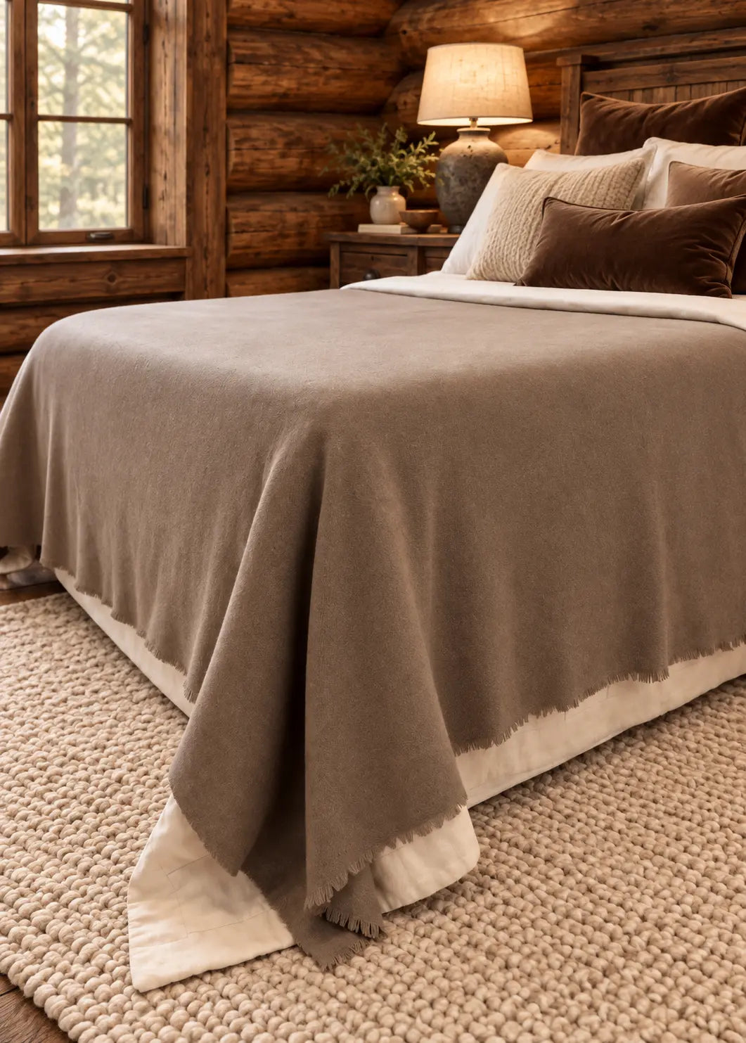 Natural Tan — Cashmere Bed Throw / Blanket