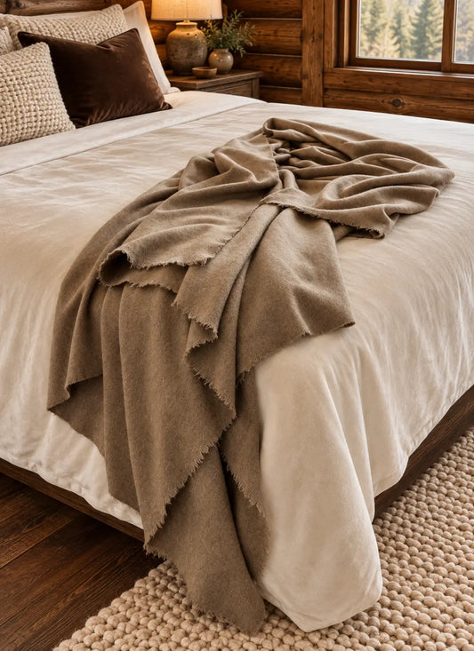 Natural Tan — Cashmere Bed Throw / Blanket