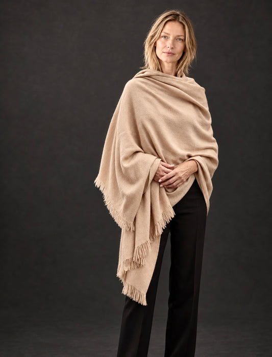 Heavyweight Plant-Dyed Cashmere Wrap - Natural