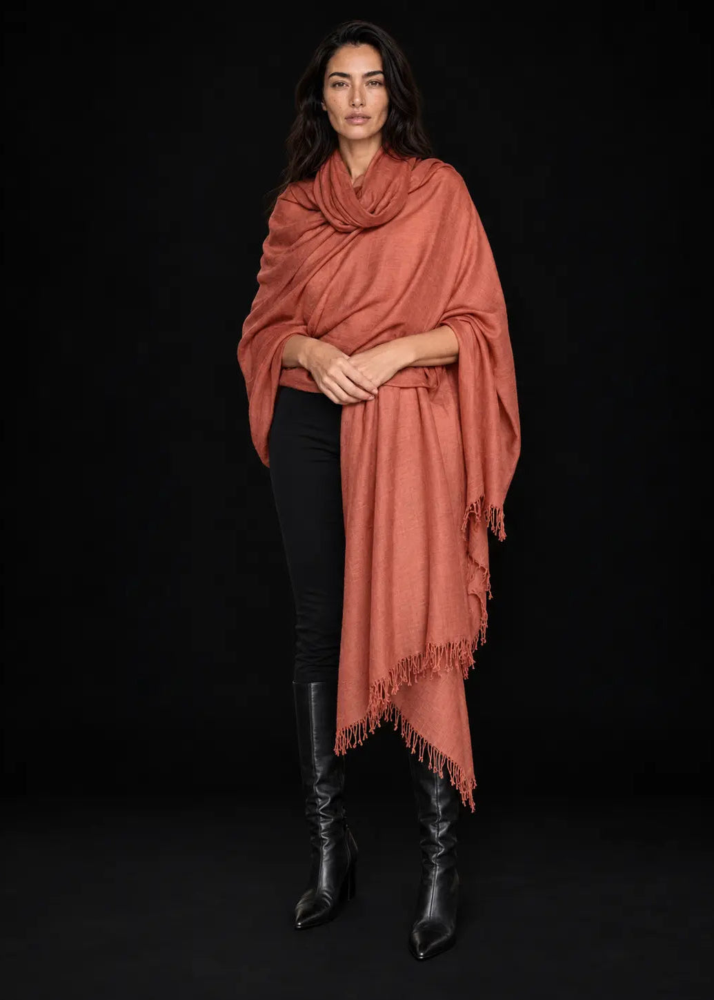 Burnt Sienna Cashmere Wrap | 100% Handwoven Luxury Shawl
