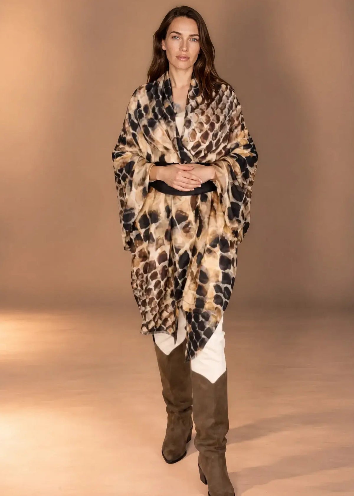 Premium Snake Print Travel Wrap - Designer Animal Print Luxury Cashmere