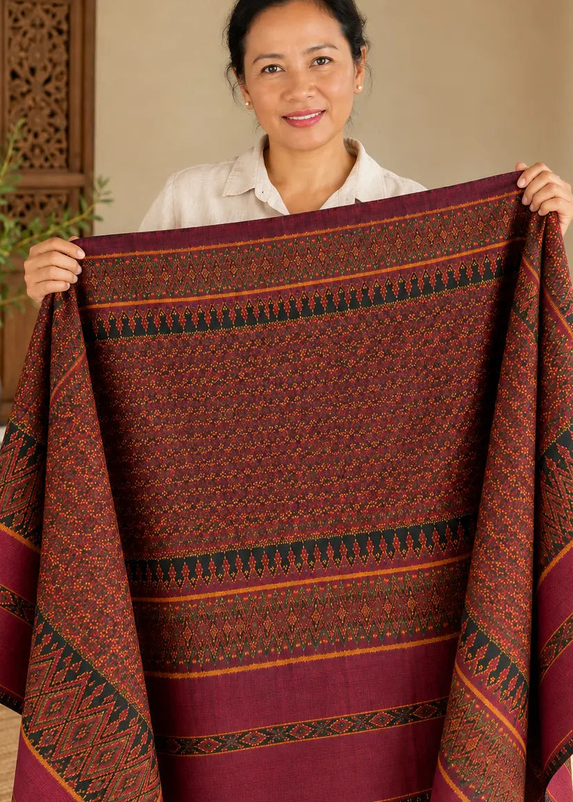 Khmer Silk No. 04 — Mulberry & Antique Gold