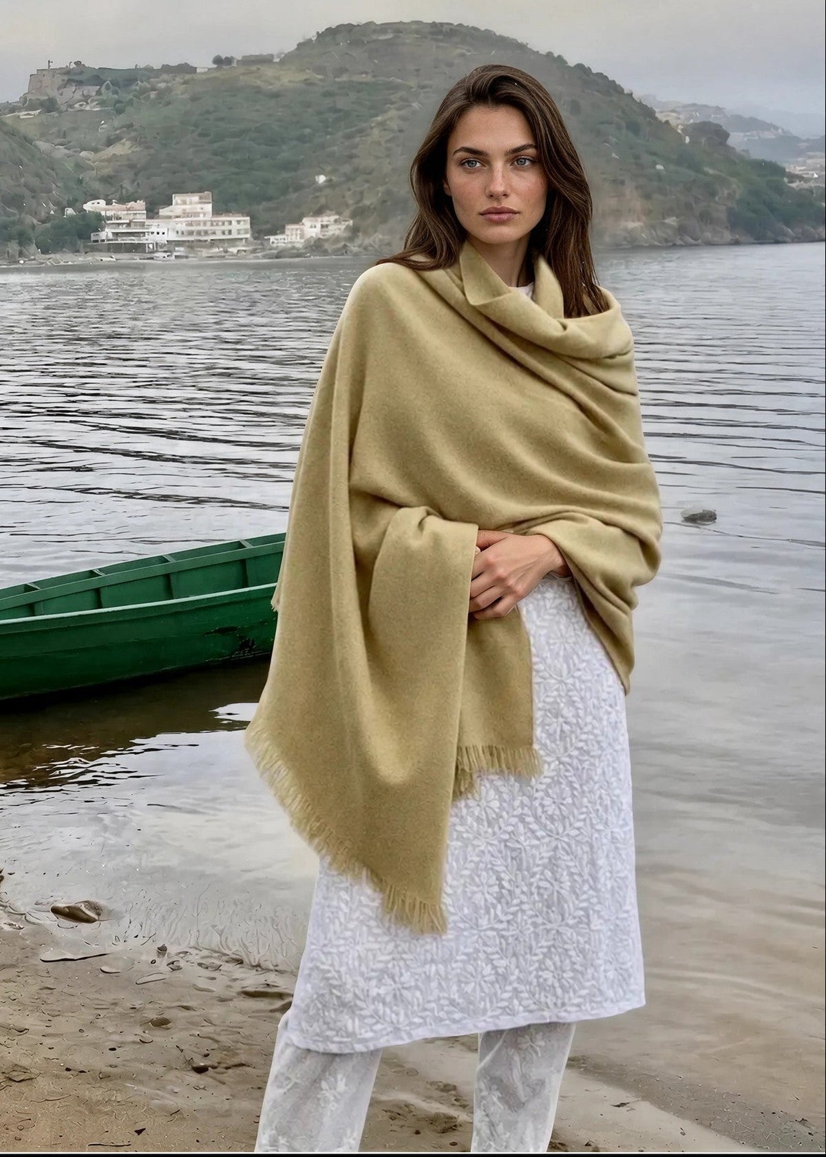 Heavyweight Plant-Dyed Cashmere Wrap | Mustard